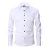 Amazon stretch shirt, men's long-sleeved cross-border men's fashion, men's shirt, men's top, slim solid color inch shirt details Picture
